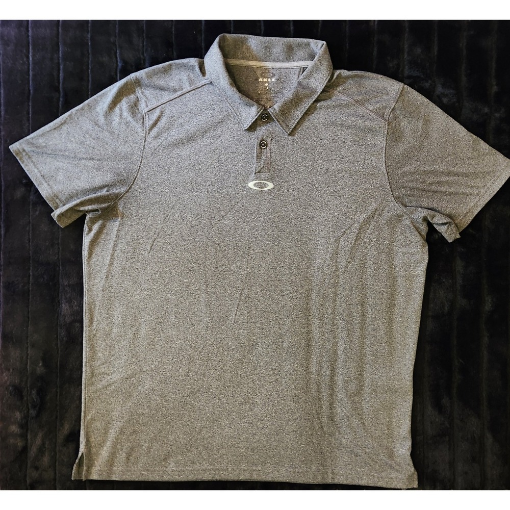 Oakley Polo Shirt Mens XL Gray Logo Comfort Golf Performance Stretch